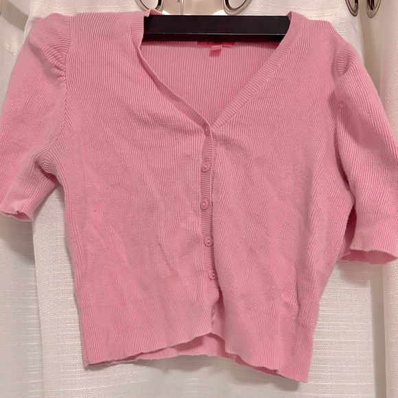 Dolls Kill Pink Cropped Cardigan - Picture 1 of 3